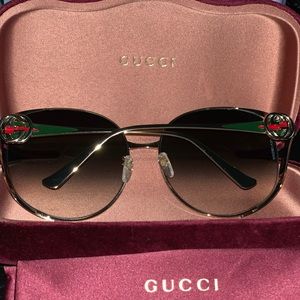 GUCCI Gold Round GG0225S 002 Sunglasses